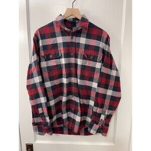 Jachs MFG Co. Red Black Grey Checkered Plaid Flannel Shirt - Men's Large
